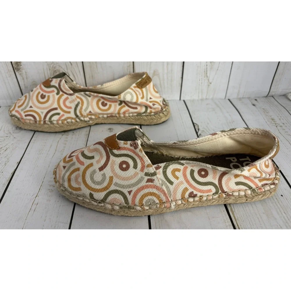 Toni Pons Womens Espadrille Flats Geometric Swirl Canvas Slip On Spain Sz 5.5/36